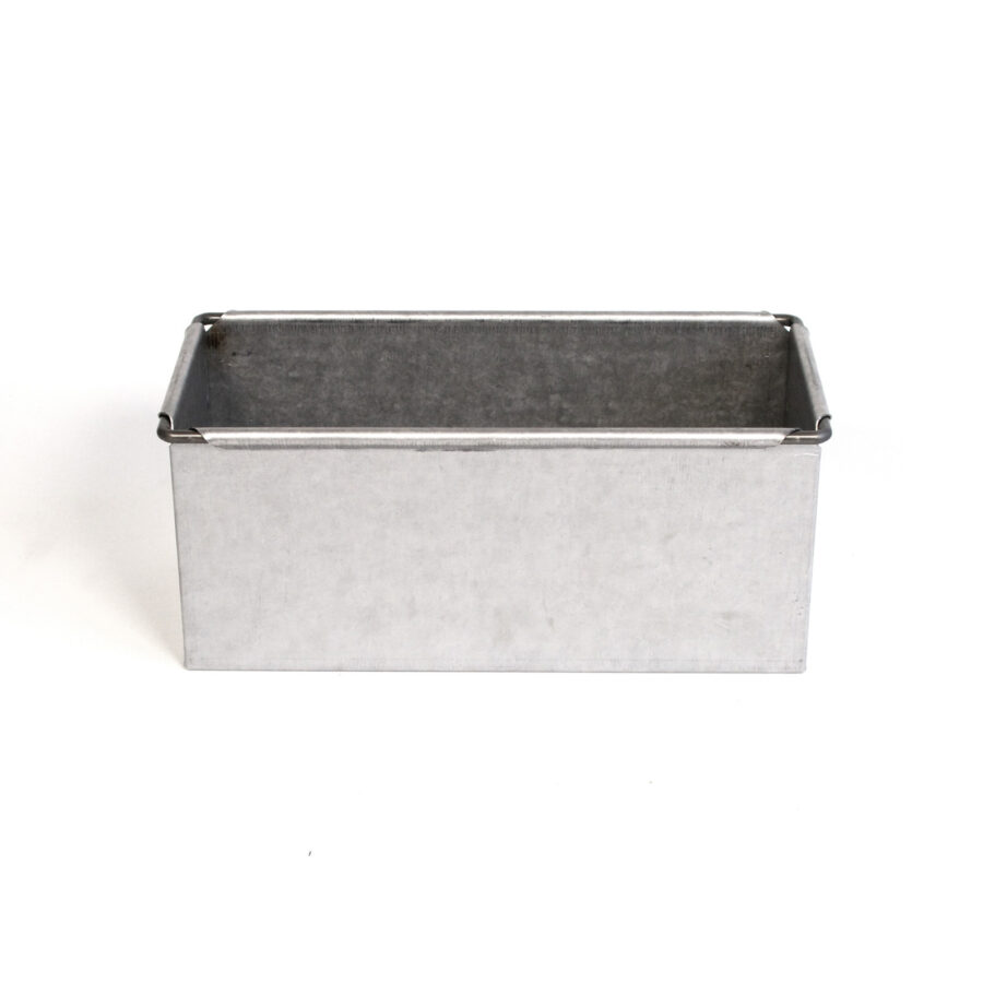 Steel bread tin from side