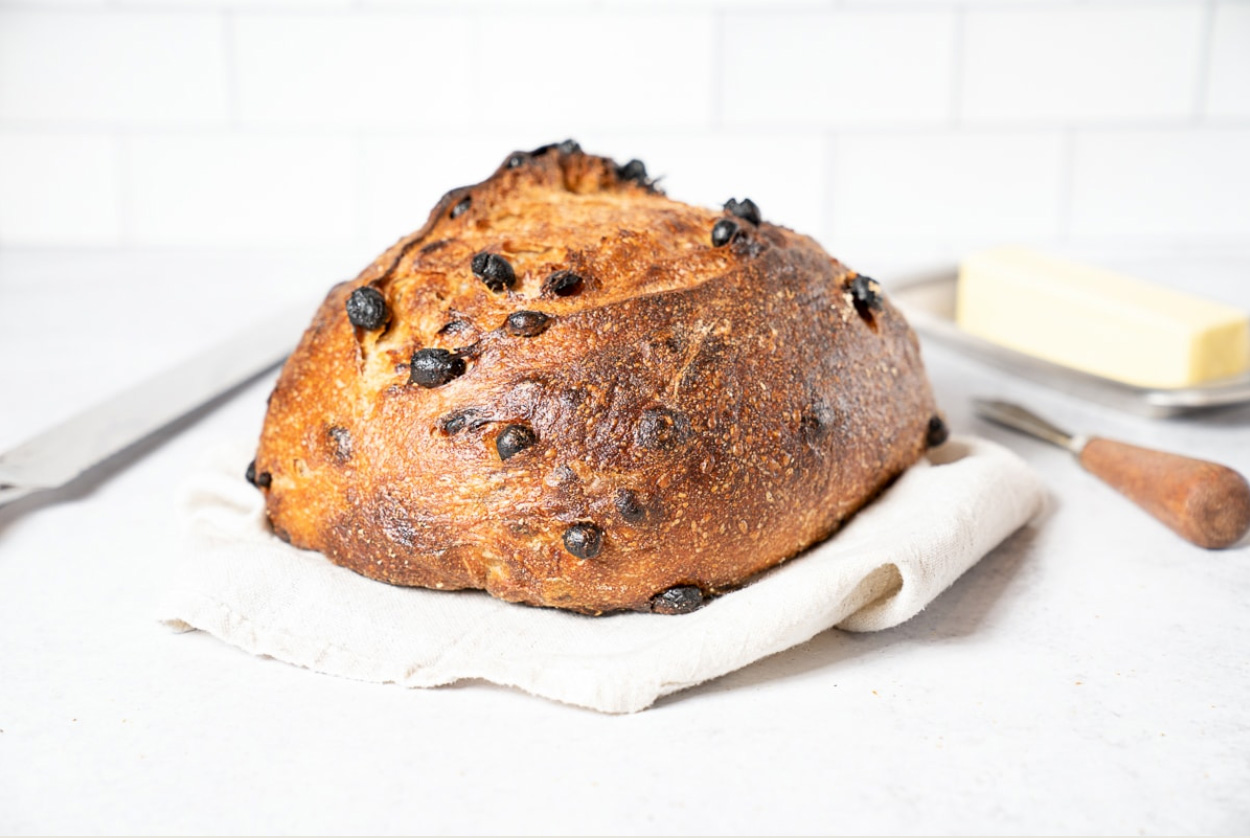 A Sourdough Loaf with raisins