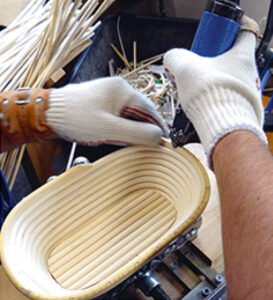 Cane banneton being made by hand