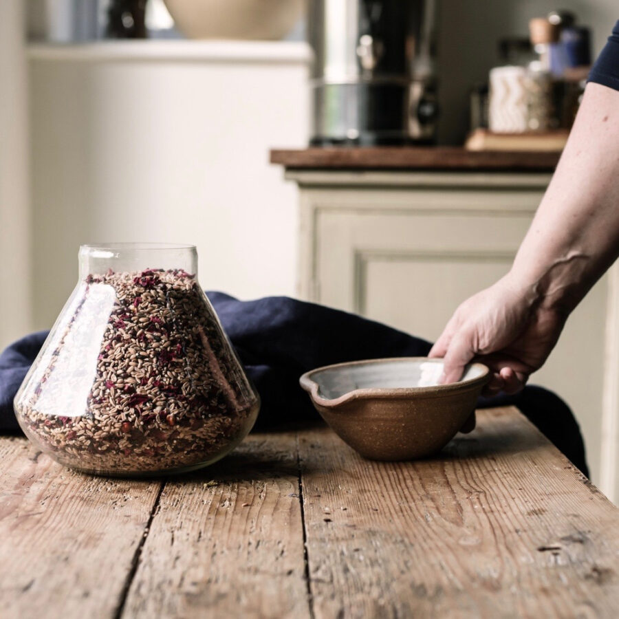 Glass storage jars for sourdough, flour, seeds