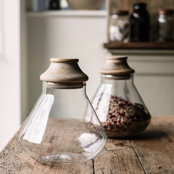 Glass storage jars for sourdough, flour, seeds