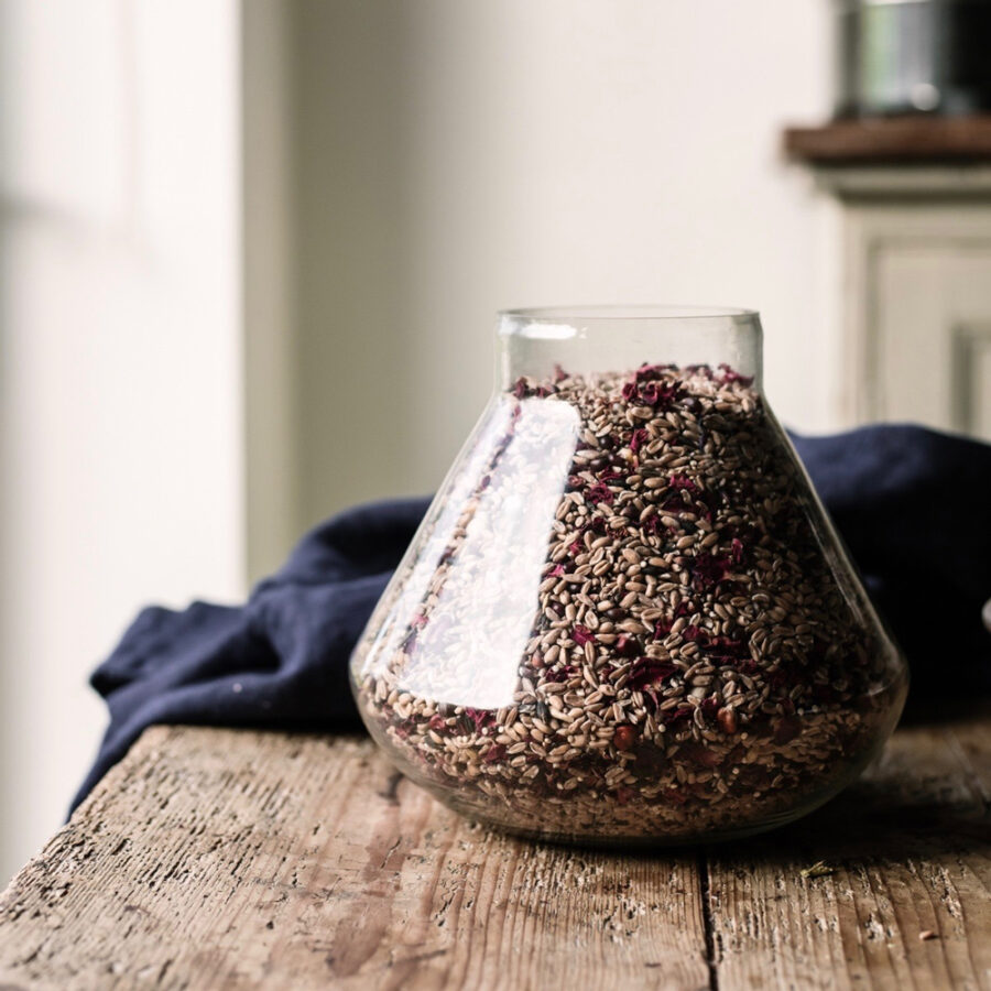 Glass storage jars for sourdough, flour, seeds