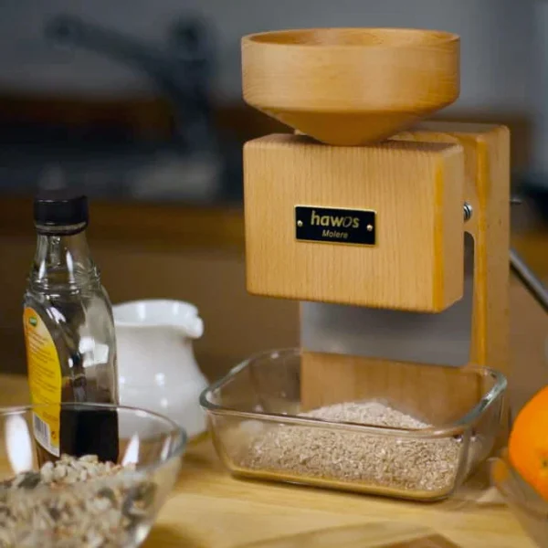 Hawos Molere Hand Grain Mill being used