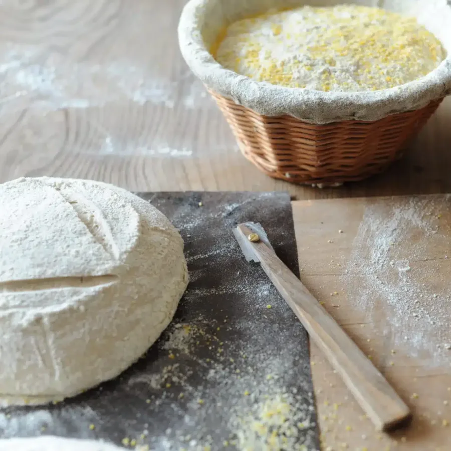 Hand-made baking lame with proofing dough