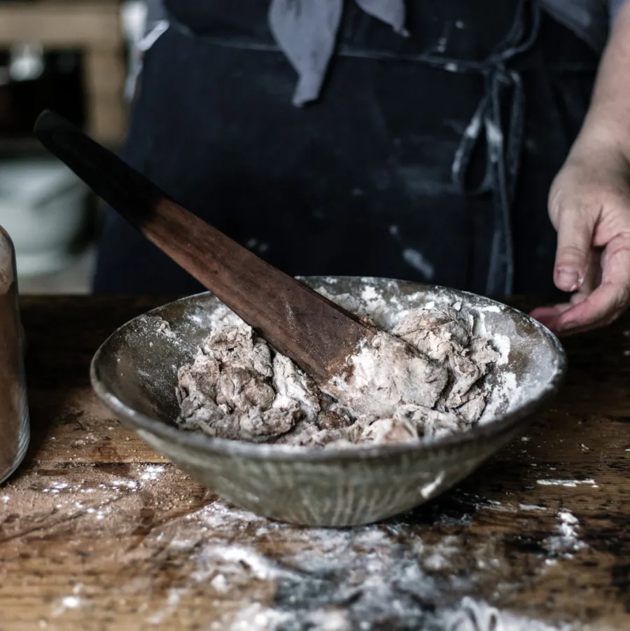 Wooden spatula mixing