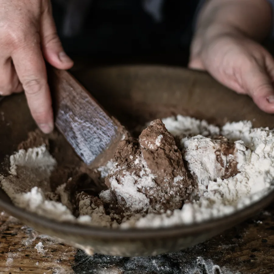 Wooden spatula mixing