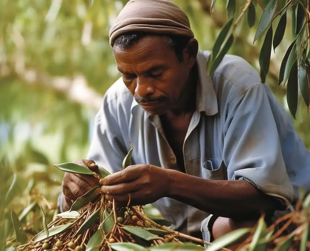A Madagscan picker inspecting vanilla